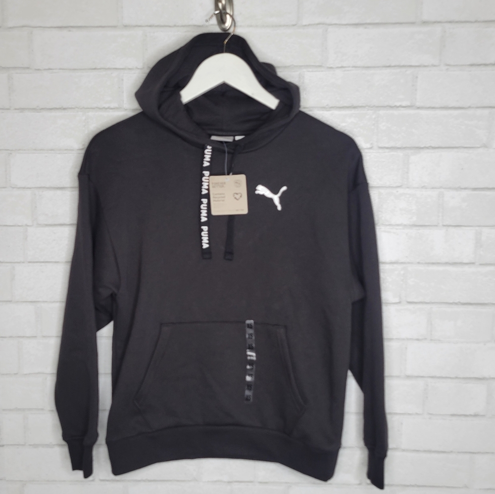 Puma Black Kangaroo Pouch Hooded Sweatshirt Hoodie